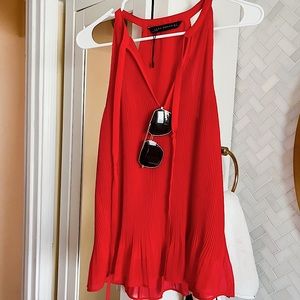 Zara Red Sleeveless Blouse